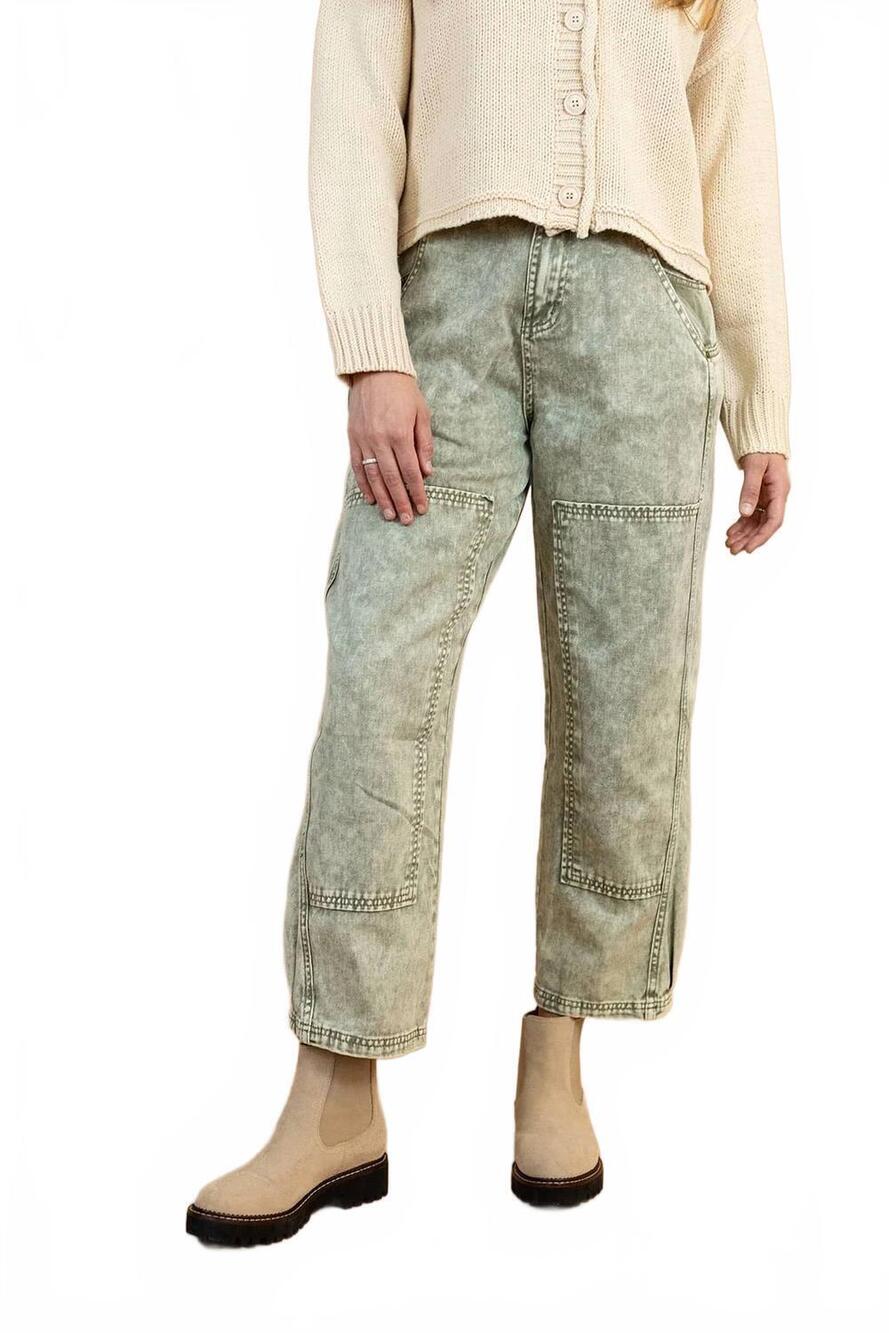 NEW SO ME jayne barrel jeans in light olive